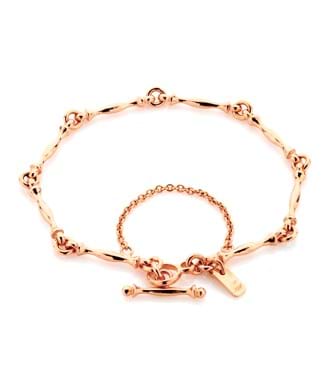 Handcrafted bracelet with curvaceous links in rose gold with safety chain, everyday jewellery, for gifts, for women, Eltham jeweller, Melbourne, Australia, confirmation gifts for teenage girls