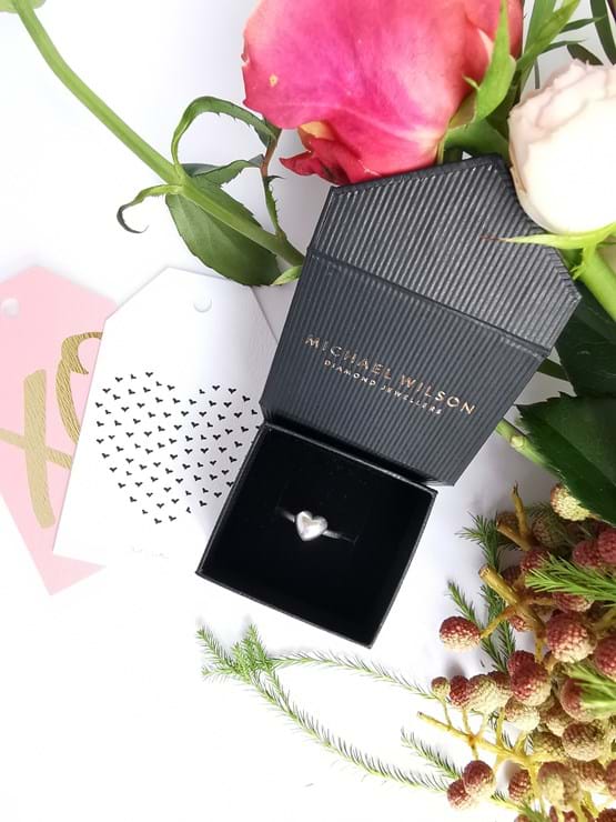Heart rings, sterling silver, in black box with flowers, jewellery, Valentine's Day gifts, Eltham, Melbourne, Australia, Valentine's Day gifts for girlfriends, Valentine's Day gifts for her