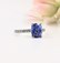 Blue cushion cut sapphire, solitaire with diamond band, engagement rings, bespoke custom made, Eltham jeweller, Melbourne, Australia