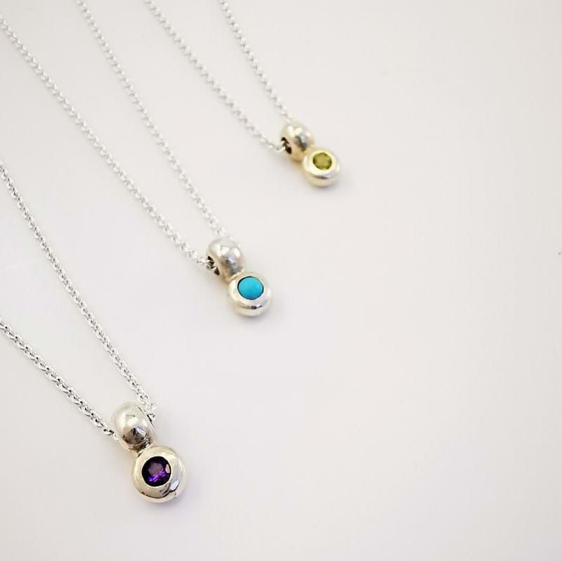 Gemstone birthstone pendants, jewellery, necklaces, gifts for girls, Eltham jeweller, Melbourne, Australia