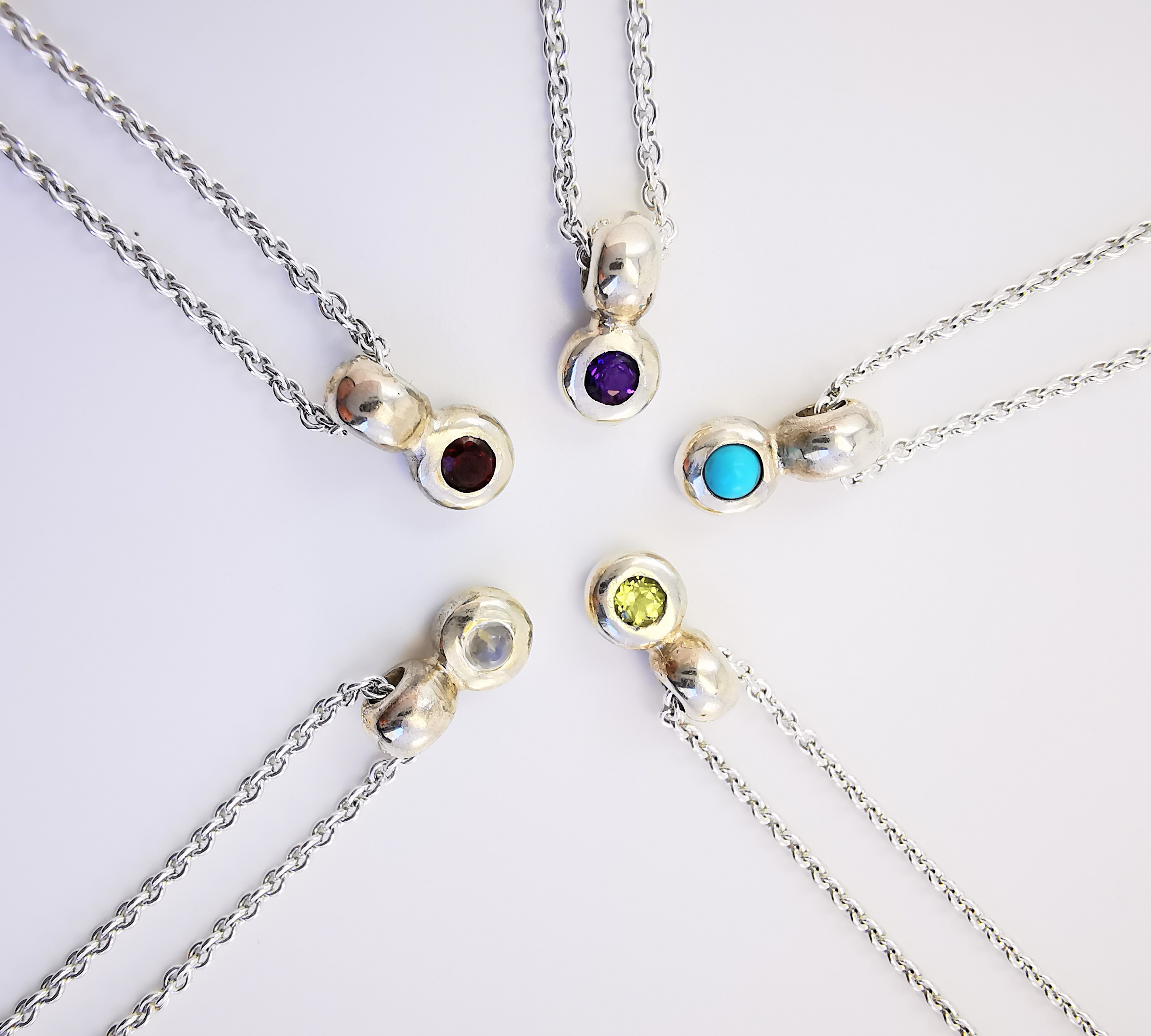 Birthstone gemstone charm pendants, handcrafted sterling silver jewellery, Valentine's day top picks, Eltham, Melbourne, Australia