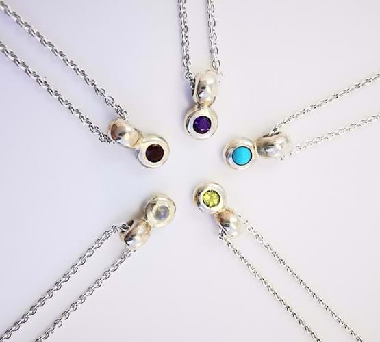 Birthstone gemstone charm pendants, handcrafted sterling silver jewellery, Valentine's day top picks, Eltham, Melbourne, Australia