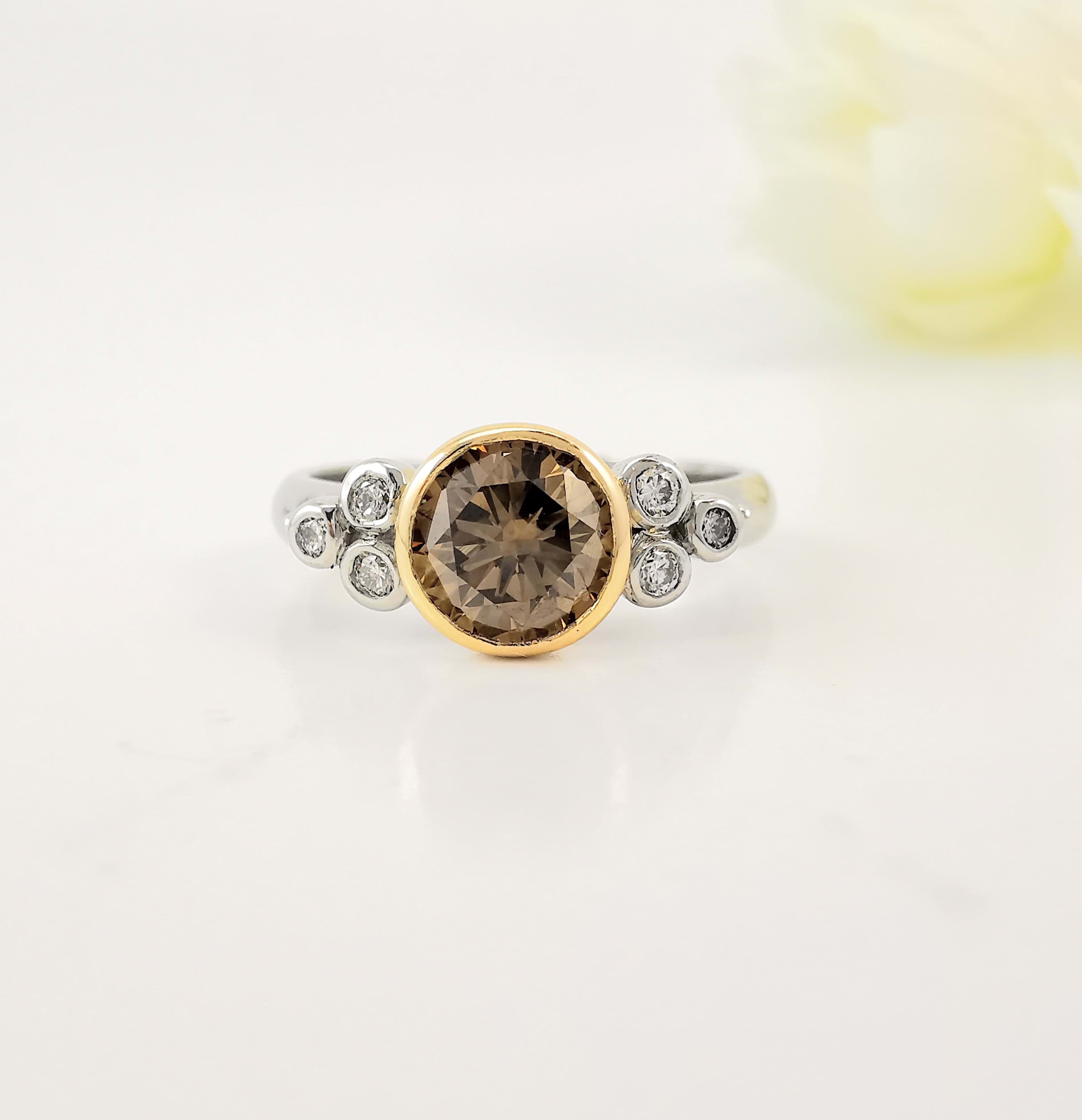 Seven stone cognac and diamond ring, Eltham jeweller
