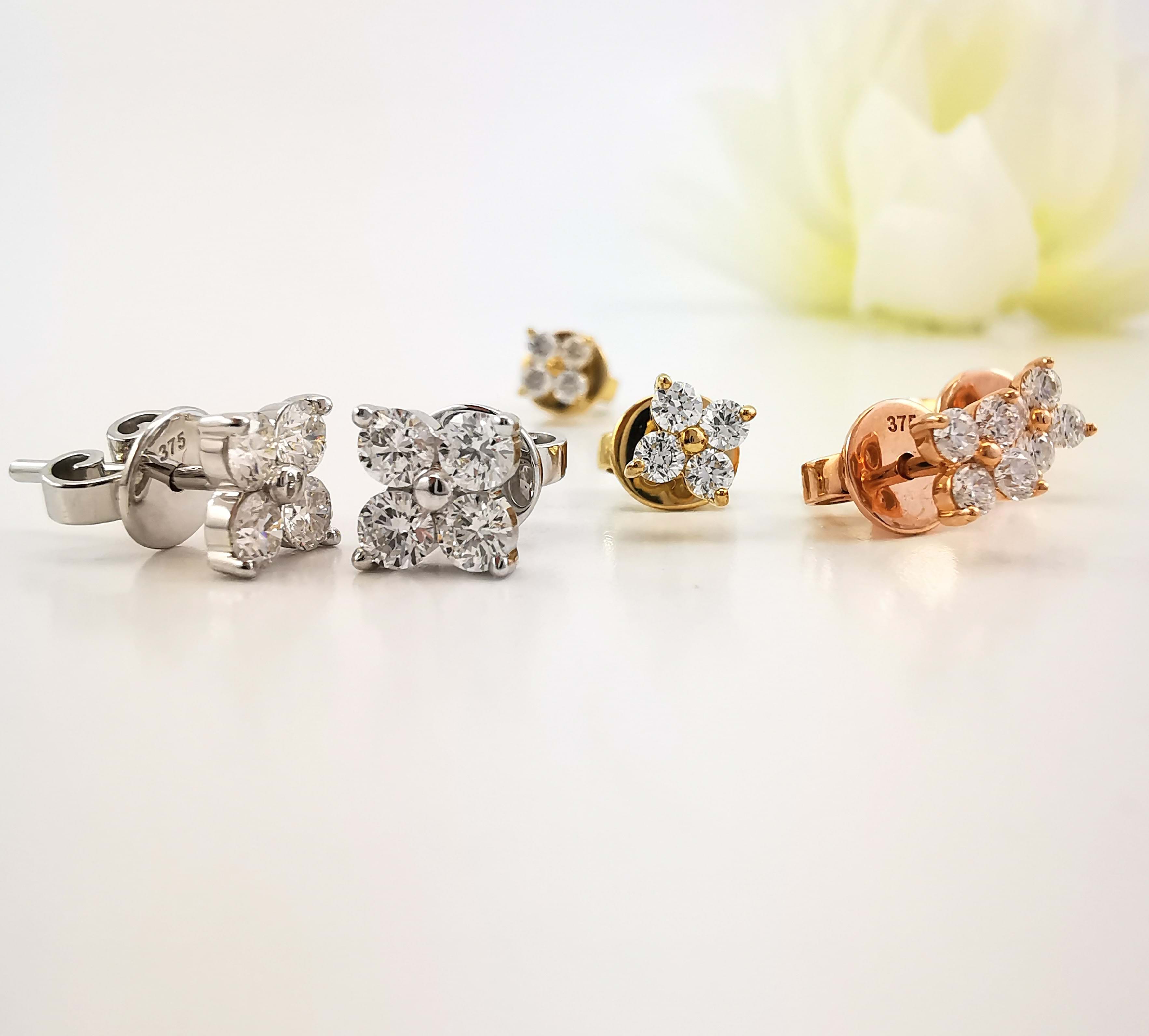 Diamond flower stud earrings, jewellery, Melbourne