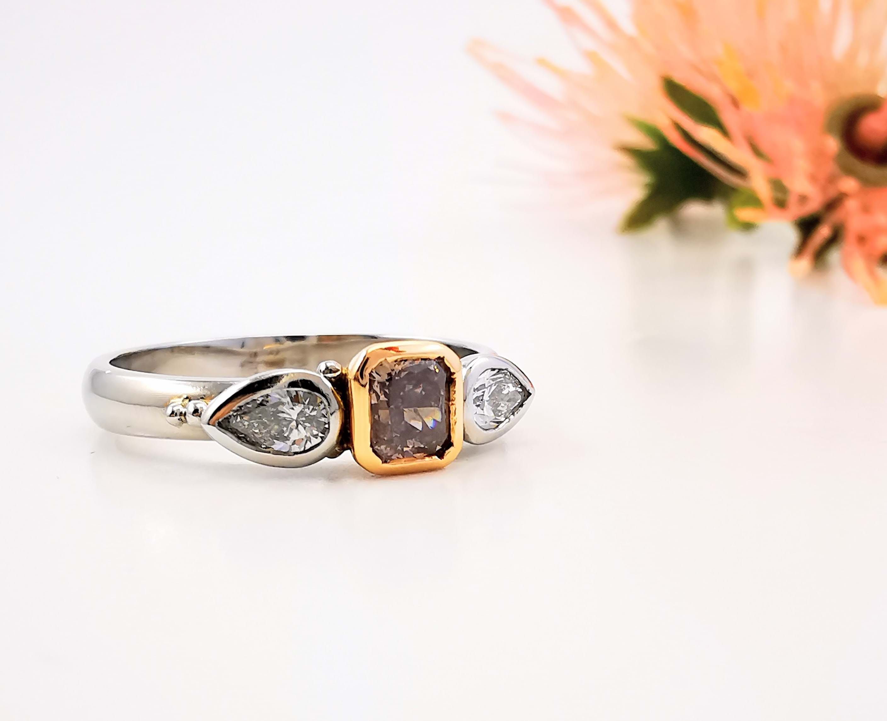 Three stone diamond ring, pink diamond, engagement ring shopping, engagement ring ideas, popular designs, fashionable rings, Eltham jewellers, Melbourne jeweller, Australia