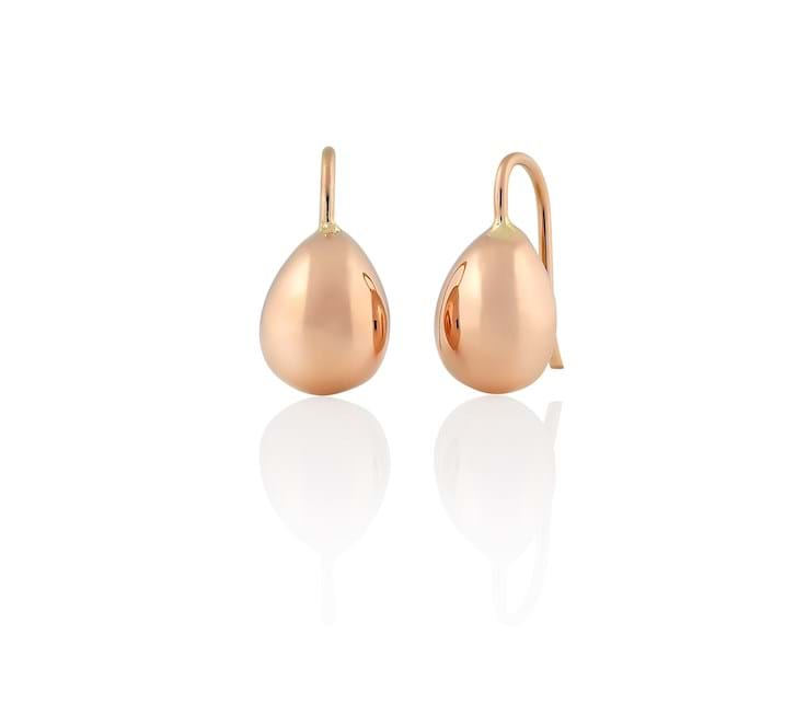 Peardop handcrafted rose gold solid earrings, hook earrings, everyday jewellery, online jewellery store, gifts for women, Melbourne, Eltham jeweller, Australia, hook earrings