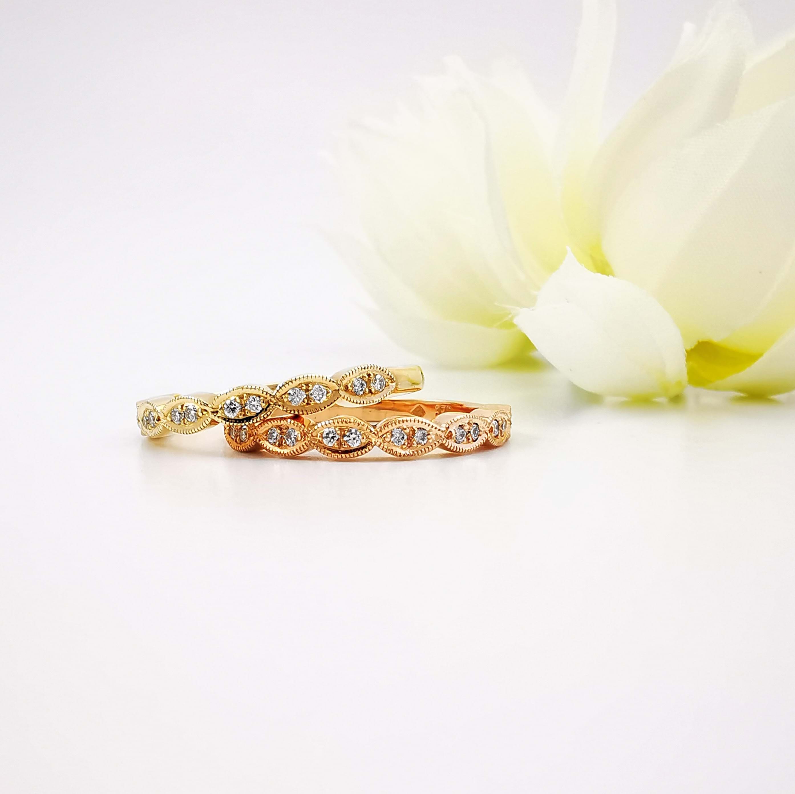Petite marquise stackable diamond bands, eternity rings, wedding rings and bands, everyday jewellery, Melbourne Australia