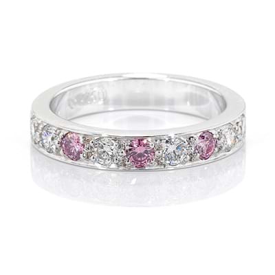 Argyle pink diamond grain set anniversary or wedding diamond band, Melbourne Australia
