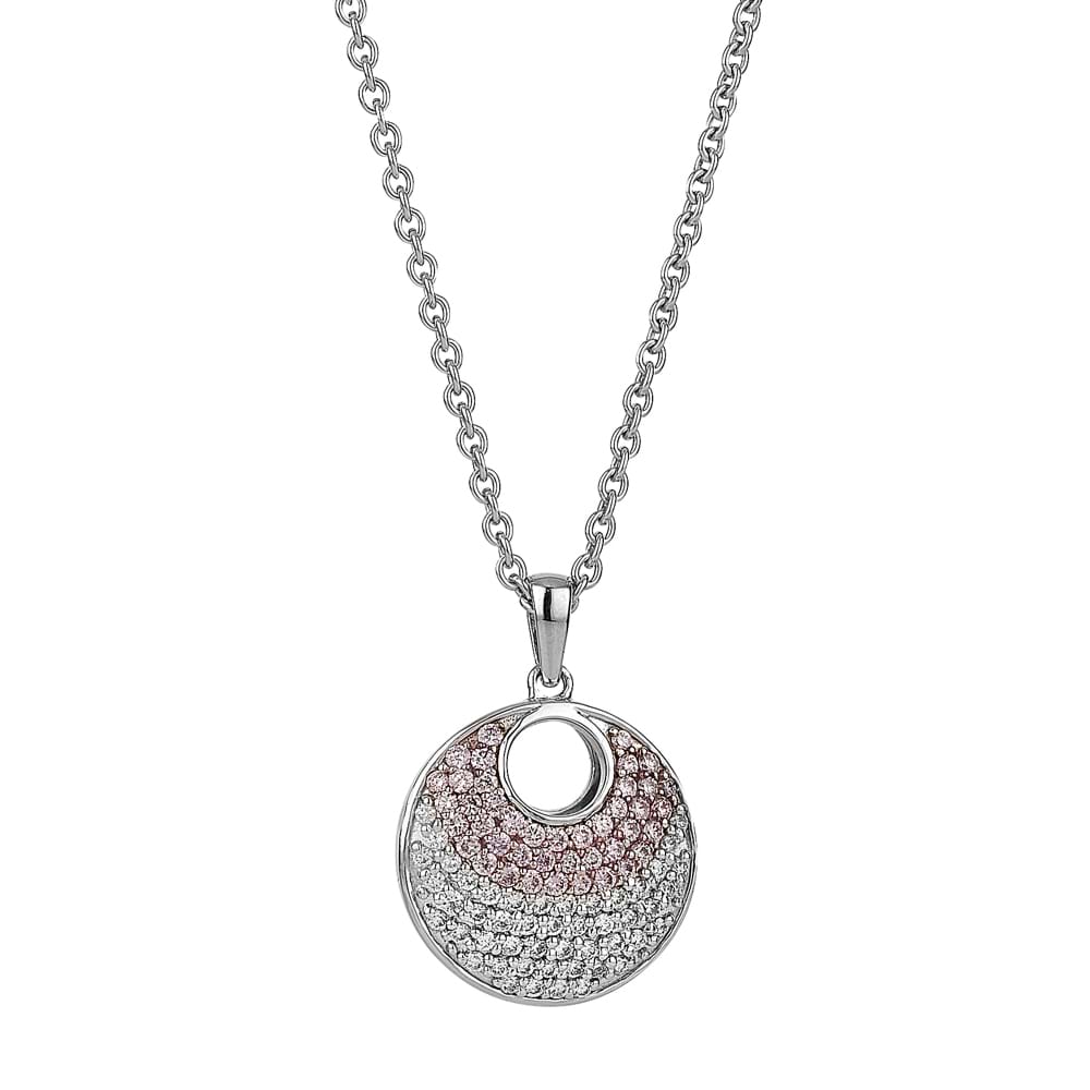 Pave round pendant with Argyle pink diamonds and white diamonds, jewellery, Melbourne, Australia, Valentine's Day gift ideas, gifts for women, gifts for girlfriends