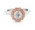 Argyle pink diamond ring with scallop halo and centre round brilliant white diamond, white gold, engagement rings, Eltham jeweller, Melbourne, Australia