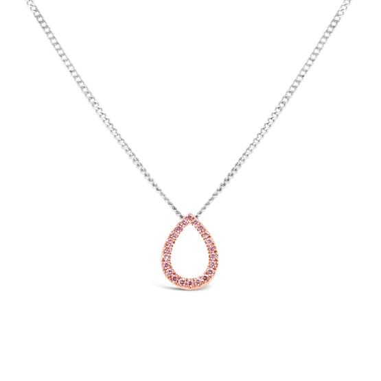 Argyle pink diamond peardrop pendant, rose gold, white gold chain, Eltham, Melbourne, Australia, Valentine's Day gift ideas for her, valentine's day gifts