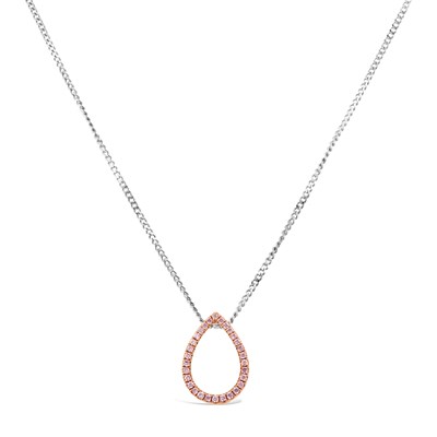 Argyle pink diamond pear drop pendant in rose gold with white gold chain, Melbourne Australia