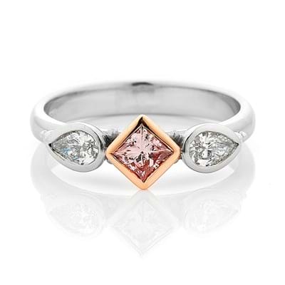 Argyle pink diamond princess cut ring, Melbourne Australia