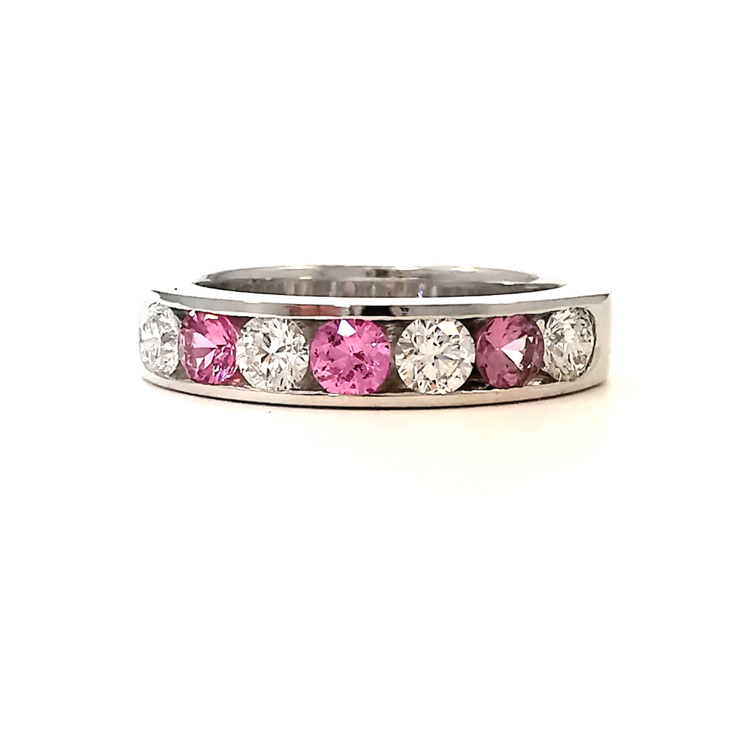 Channel set pink sapphire diamond ring, eternity rings, Valentine's Day gifting, Eltham, Melbourne, Australia