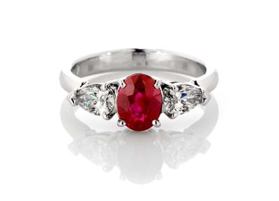 Ruby and diamond white gold ring, Melbourne Australia