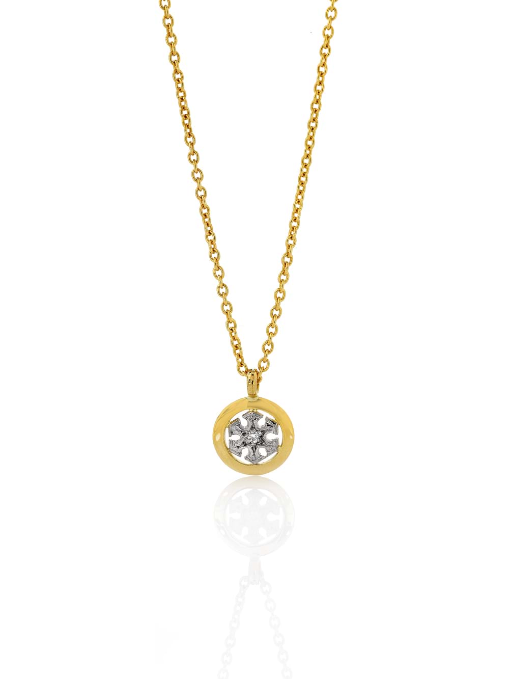 Yellow gold snowflake diamond pendant, Melbourne Australia
