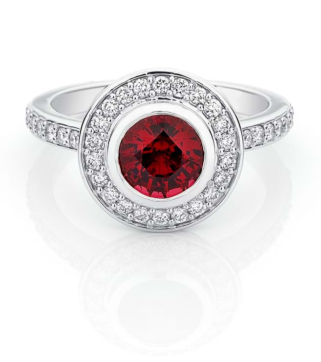 Spinel halo ring, jewellery store in Eltham, Melbourne Australia, blue sapphire rings