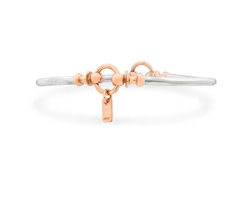 Sterling silver and rose gold two-tone bangle