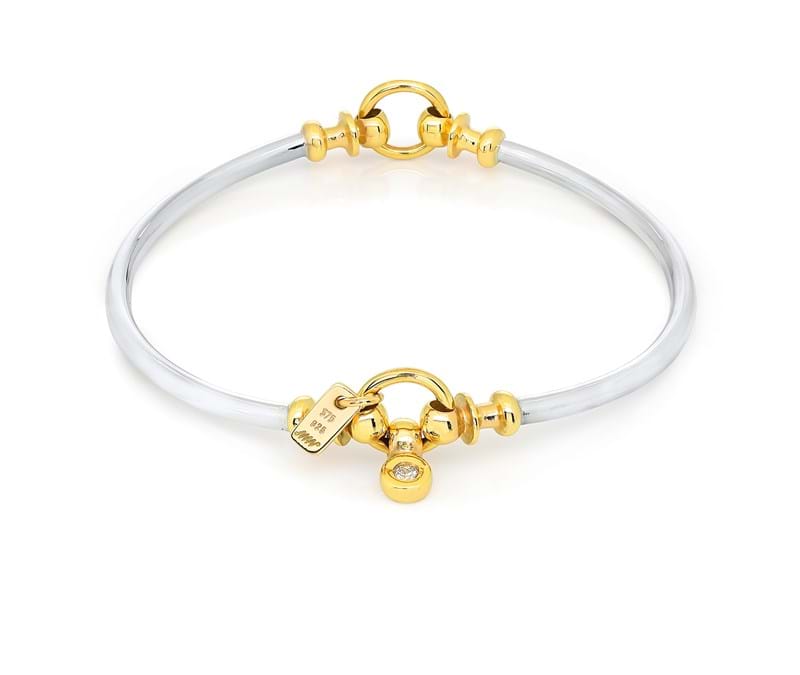 Two-tone solid sterling silver and yellow gold bangle, jewellery shop online, jewellery shopping, jewellery website, Eltham jewellers, Melbourne jewellers, Diamond charms, bangle and bracelet charms, buy charms
