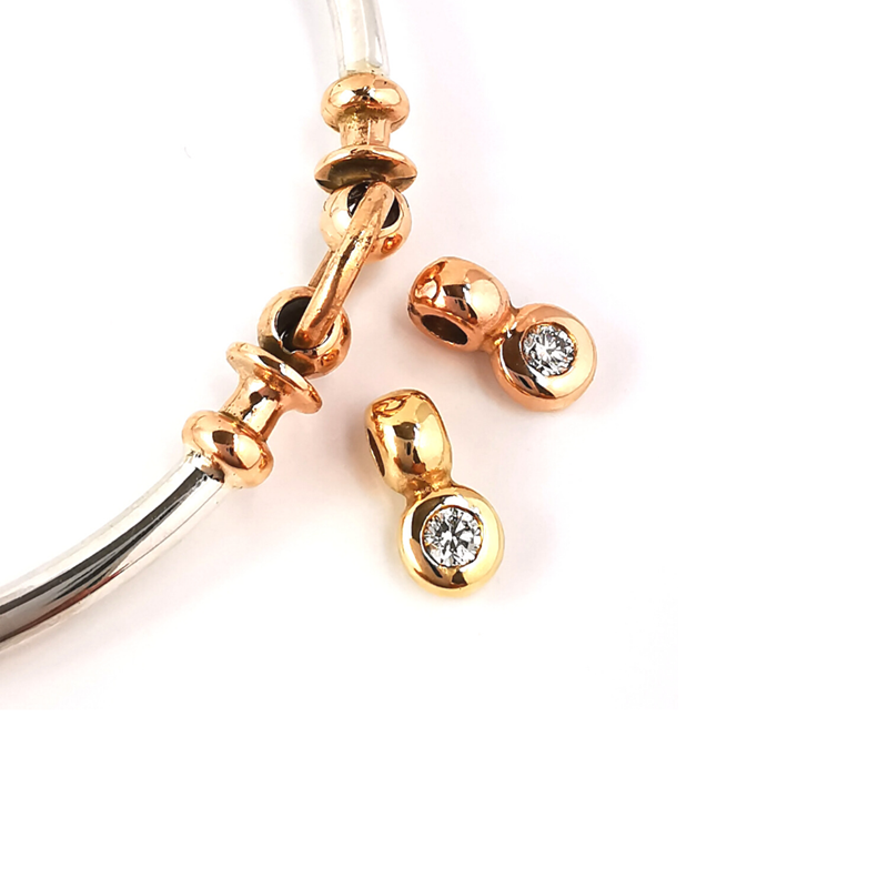 Thistle Link  bangle diamond charms in rose gold and yellow gold, Eltham, Melbourne, Australia