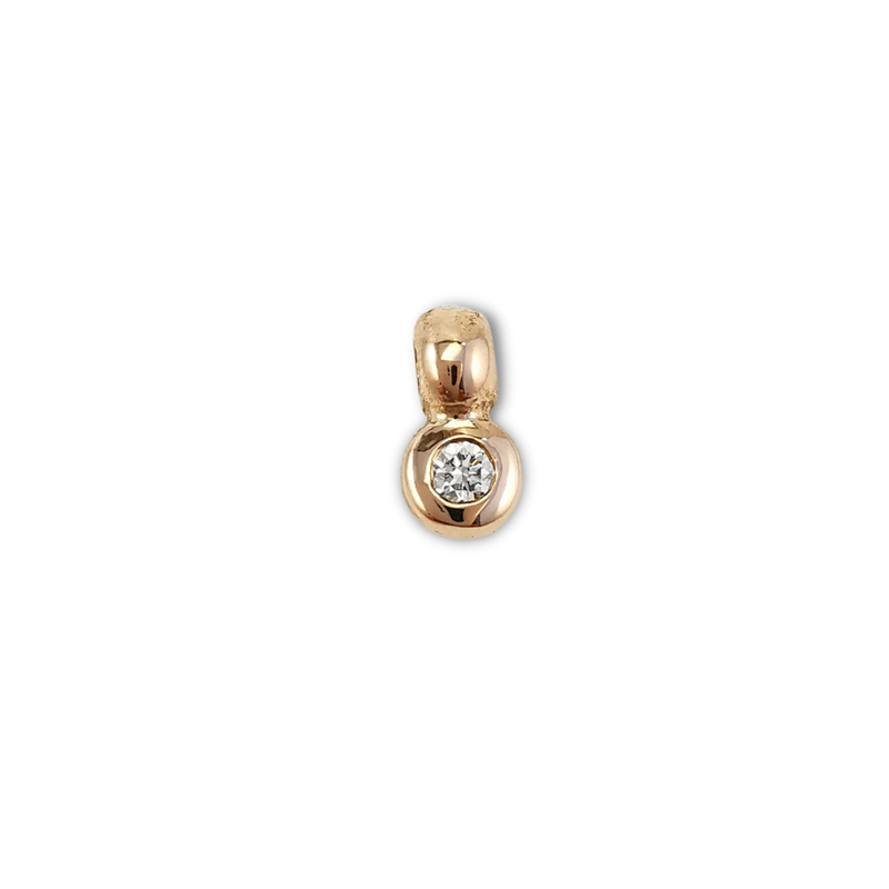 Handcrafted rose gold charm for bangle or pendant necklace in rose gold with bezel set diamond, Eltham, Melbourne, Australia