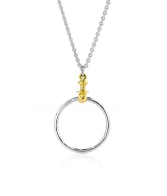 Circle pendant, two-tone, yellow gold and sterling silver pendant, everyday jewellery, Eltham, Melbourne, Australia