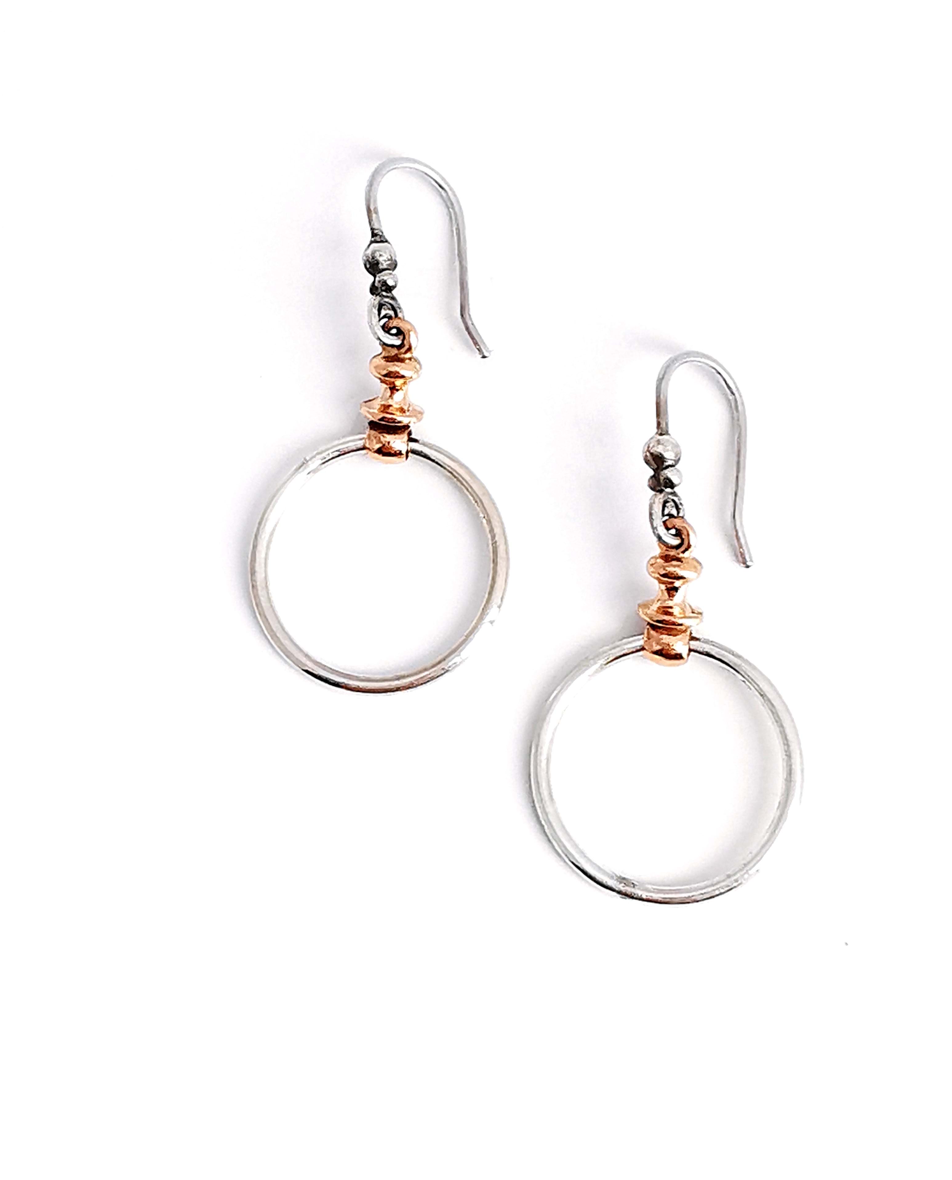 Thistle link earrings, two-tone everyday jewellery, Melbourne Australia