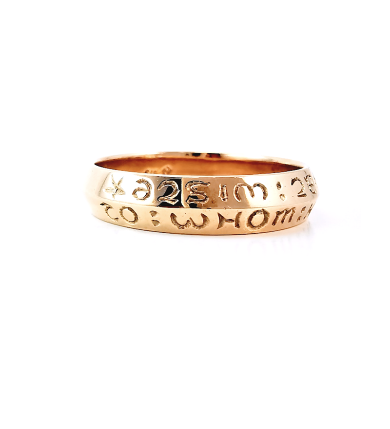 Rose gold friendship ring, promise ring, rings for boyfriends, rings for boys, historical posy ring, inscription, ancient love messages, think of me rings, jewellery, handcrafted, Eltham jeweller, Melbourne, jewellery store online, shop online