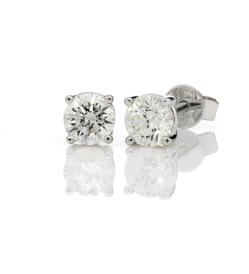White gold claw set diamond stud earrings, Melbourne Australia