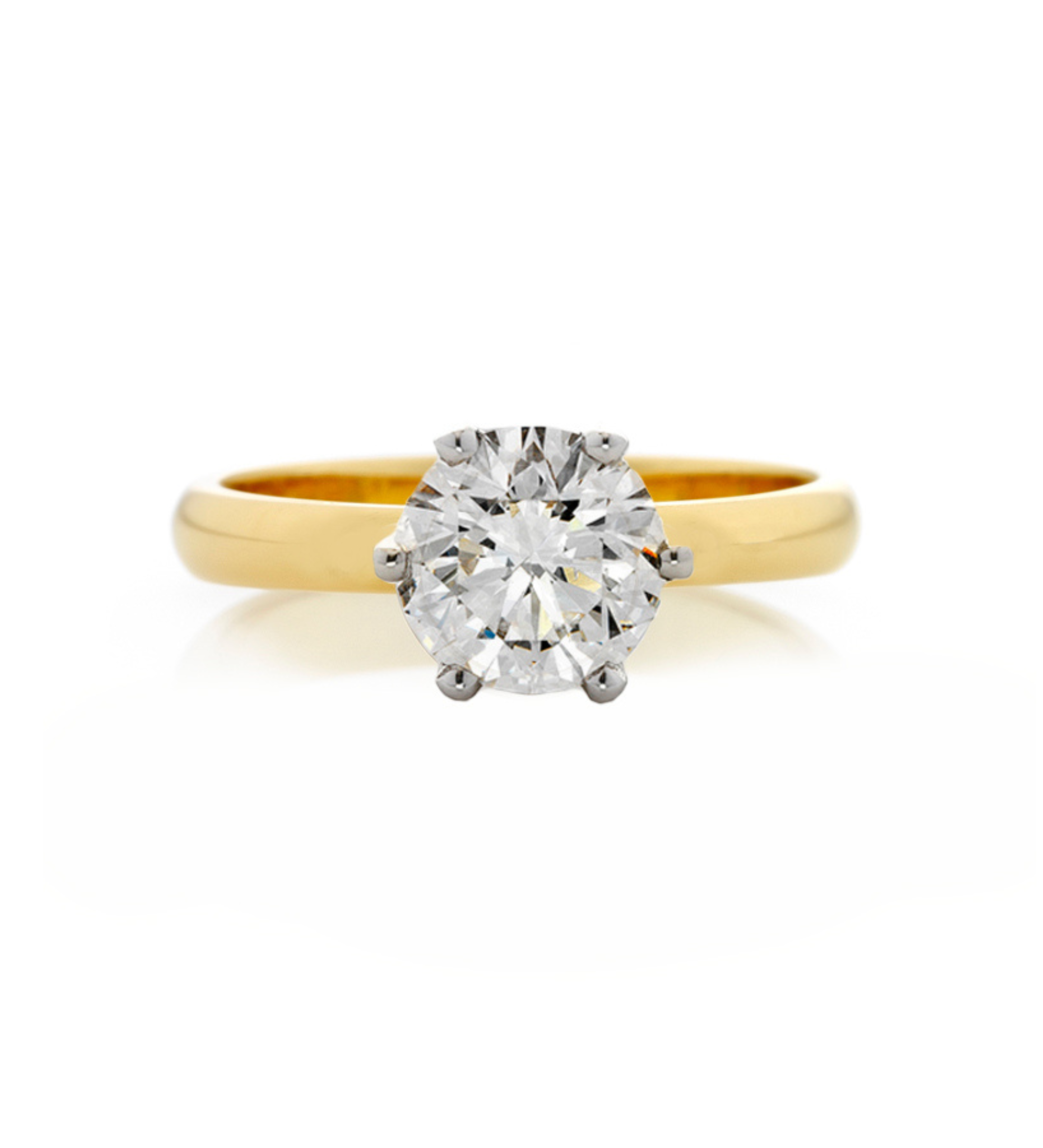 Yellow gold solitaire ring, round brilliant diamond ring, Melbourne Australia
