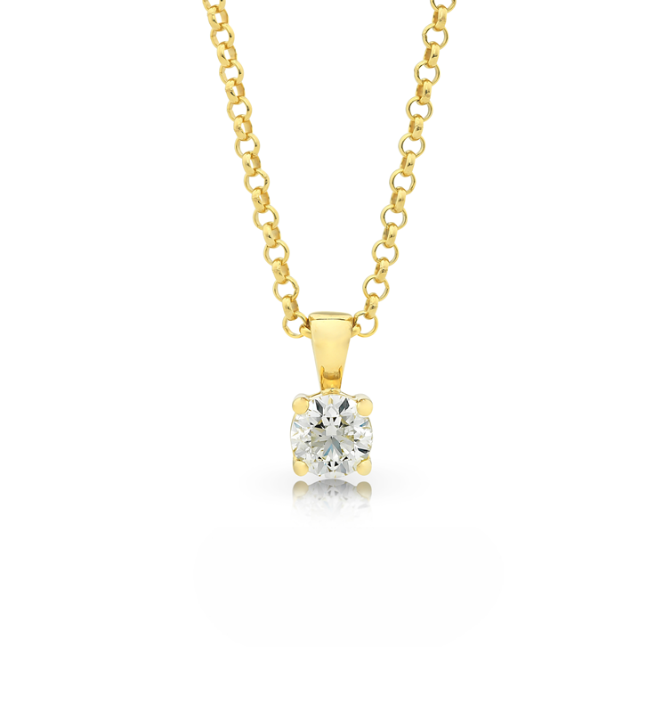 Yellow gold diamond claw set pendant, Melbourne Australia