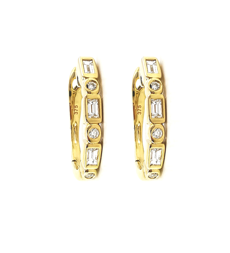 Yellow gold huggies diamond earrings, gifts for women, everyday diamonds, jewellery store online, buy online, bridal jewellery, high quality diamonds, Melbourne jeweller, Eltham jeweller, Australia